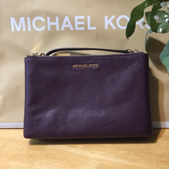 Michael Kors Damson Leather double gusset crossbody NWT